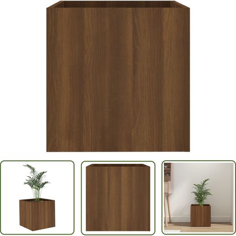 The Living Store Pflanzgefäß Braun Eichen-Optik 40x40x40 cm Holzwerkstoff - Blumenkasten - Pflanzgefäß - Holzwerkstoff - Eichen-Optik - Braun (1/5)