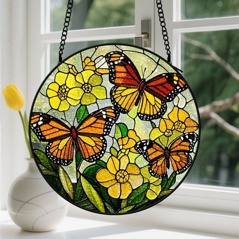 Capteur de Soleil en Vitrail Décoration Spirituelle pour Maison 25cm (1/4)