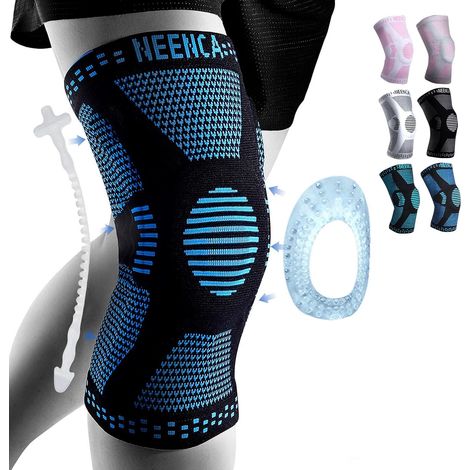 Genouillère professionnelle unisexe avec coussinet rotulien en gel et stabilisateur latéral. Genouillère de qualité médicale pour la course, soulage (1/5)