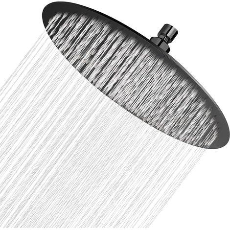 Shower Head Stainless Steel Round Shower Head 30 cm, Universal Rain Shower Head 1/2 Inch Thread, 360° Rotating, Easy to Install and Clean, Number of Nozzles: 144 (1/5)