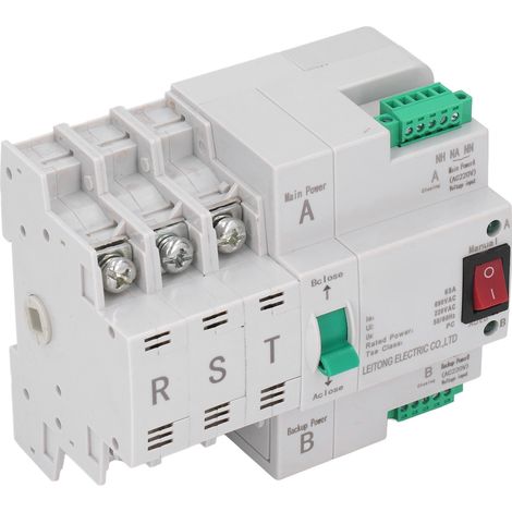Commutateur de transfert automatique double alimentation triphasé AC400V, montage sur rail, pour exploitations agricoles industrielles 63A (1/5)