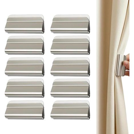 Set di 10 paia di clip magnetiche per tende per patio, camera da letto, soggiorno, bagno, ufficio, dormitorio, hotel, appartamento, terrazzo (1/5)