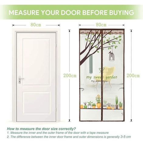 Moustiquaire de porte magnétique - 80x200 cm - Fixation auto-agrippante - Design avec bandes de rangement (1/3)