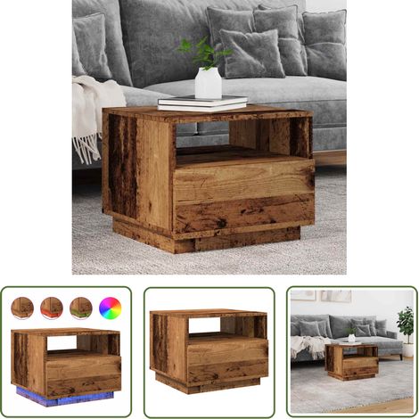 vidaXL Couchtisch mit LED-Leuchten Altholz-Optik 50x49x40 cm (1/5)