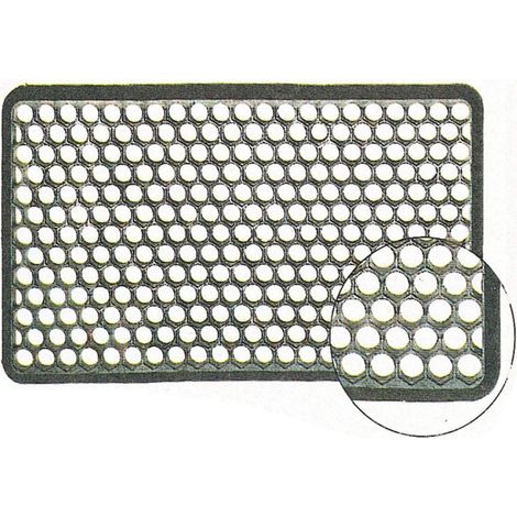 Zerbino Nido D'Ape Nero Con Bordo Cm 41x71 Fuoriporta Gomma Pvc