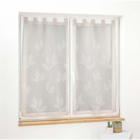 Paire de Voilages Brodés "Berry" 60x90cm Taupe (1/3)
