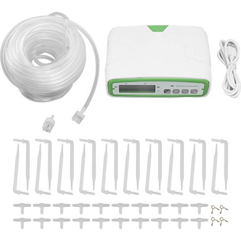 Système d'arrosage automatique double pompe pour plantes d'intérieur, programmable avec écran LED, alimentation USB ou piles, kit complet 15m (1/5)