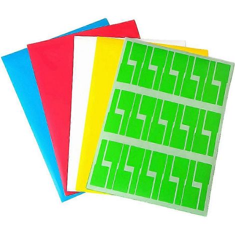 10 étiquettes autocollantes A4 pour câbles réseau, en forme de P, multicolores, vierges, pour papeterie, marqueurs d'identification (couleur aléatoire)-25.514CM (1/3)