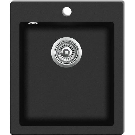 Évier de cuisine lavabo granite 50 x 33 aluminium noir (1/3)