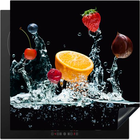 PROTECTION PLAQUE INDUCTION Eau - Fruit - Orange - Fraise - Cerise - Noir Couvre Plaque De Cuisson 78x78 cm