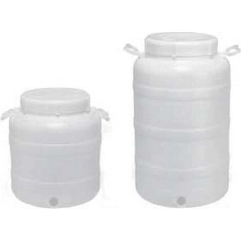 1PZ FUSTO A BOCCA LARGHISSIMA IN POLIETILENE PER ALIMENTI SENZA RUBINETTO - lt.25 - bocca  cm.14 - misure  cm.27x53.5h.