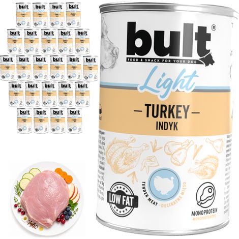 Alimento húmedo para perros BULT LIGHT sabor pavo, lata de 24 x 400 g (1/2)