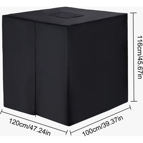 Housse pour cuve IBC 1000 L, couvercle en tissu 420D, protection anti-UV, fermeture éclair, 120 x 100 x 116 cm, noire (1/4)