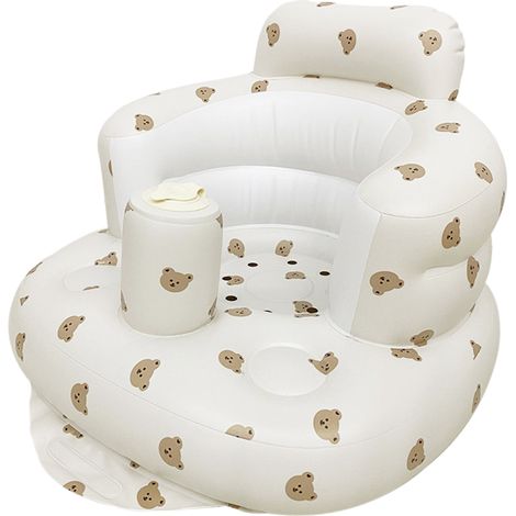 Chaise gonflable pour bébé avec motif ours.