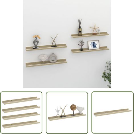 The Living Store Étagères murales 4 pcs blanc et chêne sonoma 60x9x3 cm - Étagères Murales - Étagères Déco - Rangement Mural - Décoration Murale - Meubles Design (1/5)