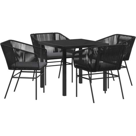 Ensemble table et chaises de jardin noires 5 pièces (1/5)