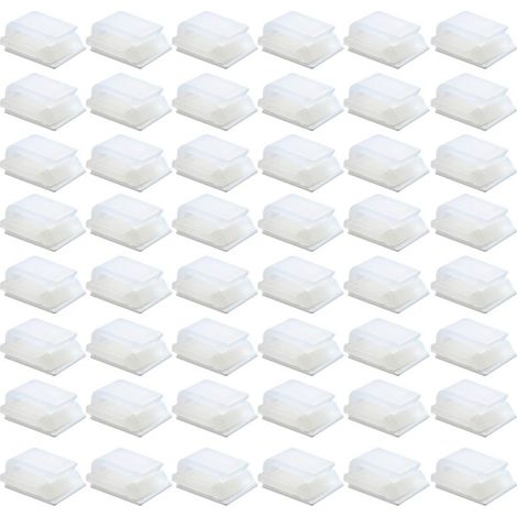 Lot de 50 clips de fixation autocollants blancs pour ruban LED de 10 mm, avec système de serrage et d'organisation des câbles.