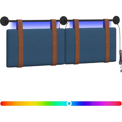 Hanging Headboard with LED Light Blue Antique PU vidaXL