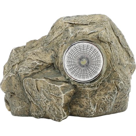 Boîte à clés en fausse roche, support de rechange en résine simulée avec lumière solaire pour jardin extérieur et cour (1/5)