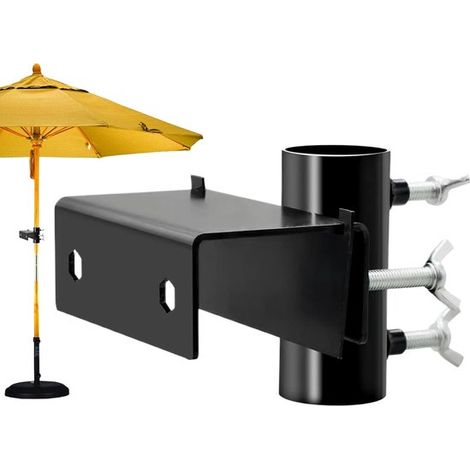 Support de parasol pour balcon avec pince de fixation, porte-parasol universel pour balustrade, piscine, plage, jardin et pique-nique, noir (1/2)