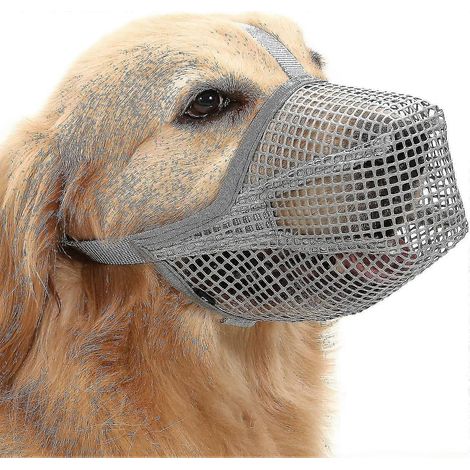 Muselière pour chien avec sangles réglables, muselière recouverte de maille douce pour chiens de petite, moyenne et grande taille (Gris M) (1/5)