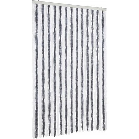 Moustiquaire,Rideau anti-moustique gris et blanc 118x220 cm chenille CFW44960 (1/5)