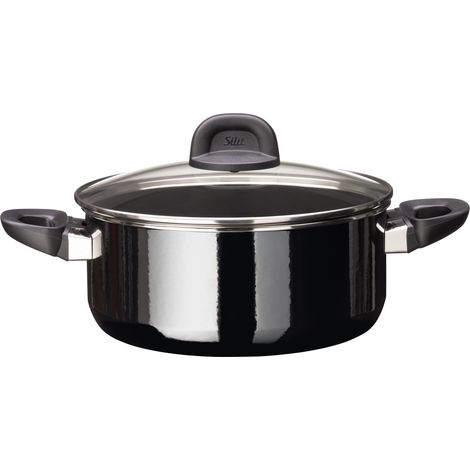 marmite grande 24 cm, marmite à pâtes avec couvercle en verre, rôtissoire induction 4,4 l, céramique fonctionnelle, noir (1/5)