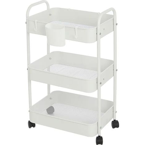 Carrello multiuso in metallo bianco con portata 5 kg per ripiano (1/4)