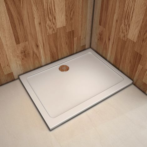 Piatto Doccia Rettangolare In Marmo Minerale e Resina Mista Ultra Sottile Bianco Lucido Antiscivolo Antibatterico 70x90x3cm (1/5)