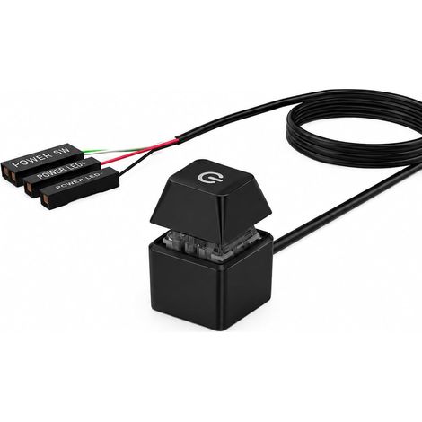 Bouton d’Alimentation PC Externe 1,8 m avec Interrupteur Mécanique et LED Bleue Dégradée, Extension Power Switch Carte Mère ATX, Installation Facile pour Bureau, Gaming et Setup RGB (1/5)