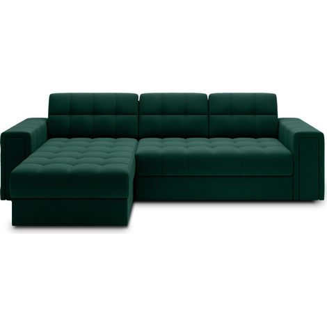 Canapé d’angle velours reversible et convertible Klumann – Élégance et praticité-Vert foncé (1/5)