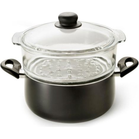 Casseruola Con Vaporiera 24 cm In Vetro e Alluminio Fuoco e Idee MADE IN ITALY (1/5)