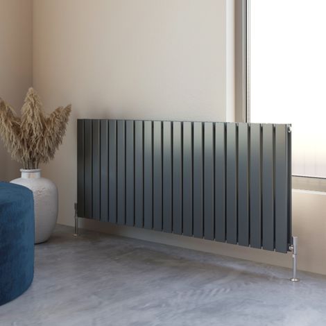 Acezanble 600x1428mm Double Anthracite Horizontal Flat Panel Central Heating Designer Radiator
