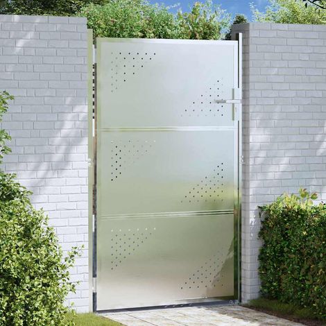 vidaXL Cancello da giardino Argento 85 x 120 cm Acciaio