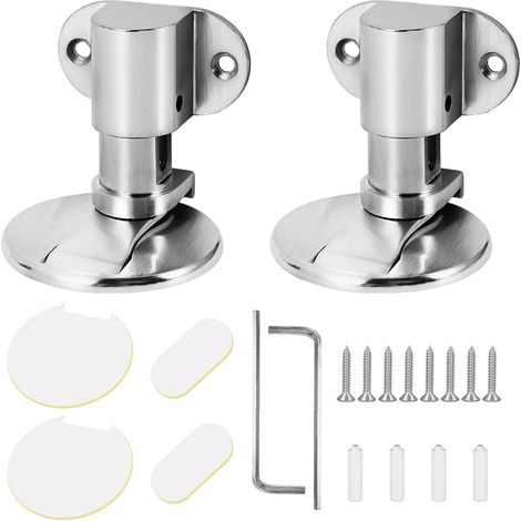 CCYKXA 2 Pack Metal Magnetic Door Stop, Stainless Steel Magnetic Door Stopper, Invisible Metal Door Stop, with Mounting Screws and 3M Glue, No Drilling Required (Silver)