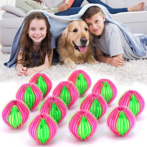Attrape-poils d'animaux pour le linge, attrape-peluches pour machine à laver, boule flottante réutilisable pour poils d'animaux, vêtements et linge de lit, lot de 12 (couleur aléatoire) (1/5)