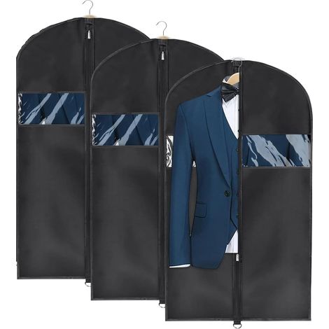 3 Housse Vetements à Suspendre 60x100cm Housse de Protection pour Vêtements antiPoussière avec zipHousse Vetement à Suspendre pour Rangement pour Chemise Costumes Manteaux Clothes (3PCS,100CM) (1/5)
