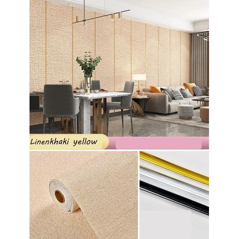 (Kaki, 50X280CM) Papier peint auto-adhésif, fond mural TV épais, autocollant mural en mousse pour la décoration intérieure. (1/5)