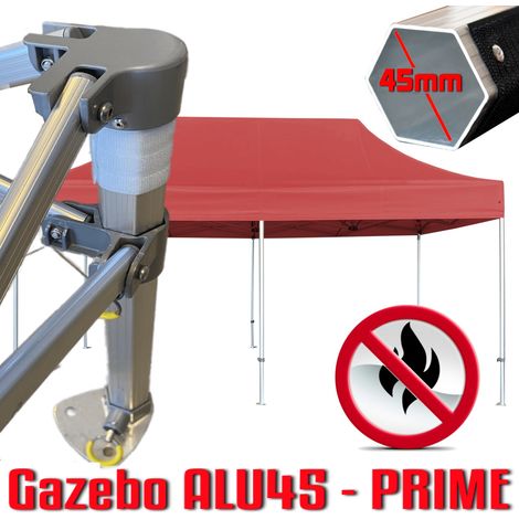 Gazebo 3x6 m rosso certificato IGNIFUGO SENZA laterali pieghevole alluminio piantone esagonale 45mm portatile estendibile richiudibile estensibile acciaio per fiere eventi stand chiosco tenda tendone (1/5)