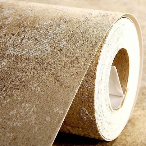 Papier peint intissé lavable, uni, or cuivré taupe, 10,0 x 0,53 m, haute qualité, fabriqué (1/4)