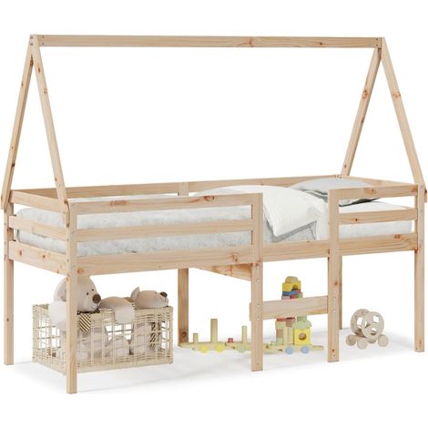 Maison Exclusive - Hochbett mit Dach 80x200 cm Massivholz Kiefer