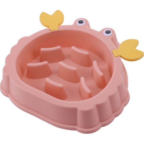 Bol pour animaux de compagnie bol de nourriture lente mangeoire anti-touffement bol de nourriture lente crabe bol de chien pratique(rose)