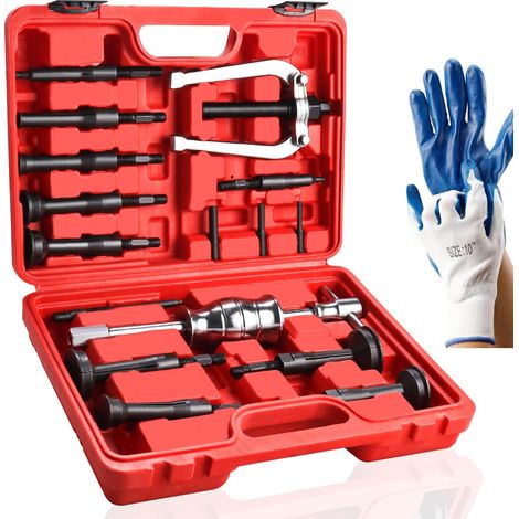 Lot de 17 extracteurs de roulement intérieur de 5 à 58 mm, outil de retrait de roulements intérieurs avec marteau coulissant et pinces extensibles pour réparation automobile de moto, voiture