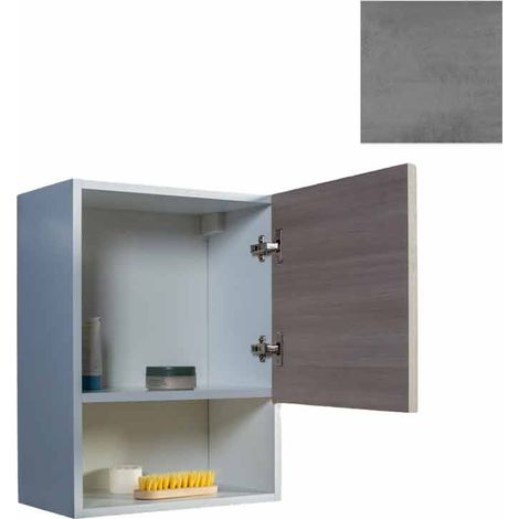 Pensile Bagno Lavanderia con 1 Anta e Vano a Giorno 43x27x58 cm in Nobilitato Grigio Cemento (1/3)
