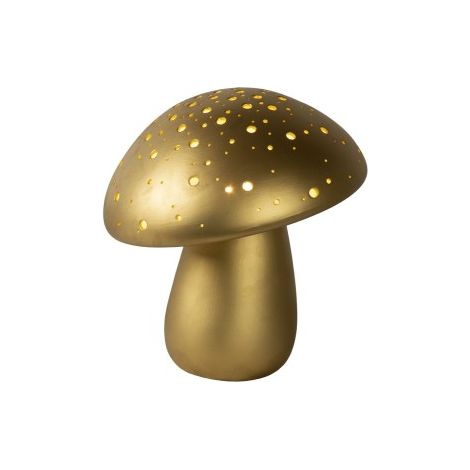 Lampe de table porcelaine dorée champignon E14 Lucide