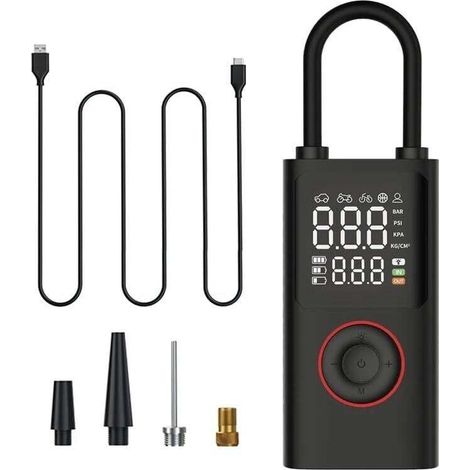 Compresseur d'air portable, gonfleur de pneu de voiture 150 PSI 4000 mAh, pompe à air de voiture rechargeable à double usage pour voitures, vélos, ballons de basket (1/4)