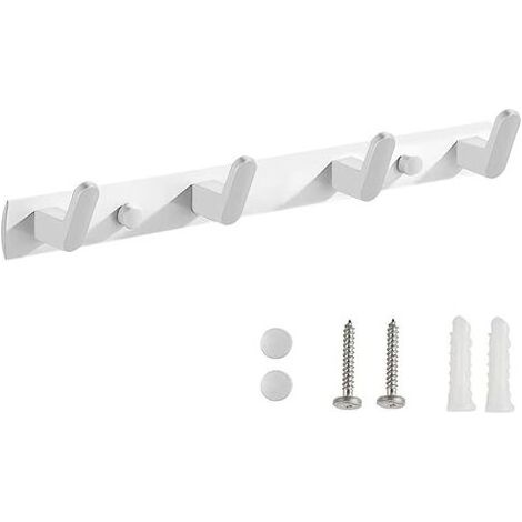 Wandgarderobe, Wandgarderobe fürs Badezimmer, Wandgarderobe mit Handtuchhalter, Garderobenhaken mit 4 Haken, für Badezimmer, Schlafzimmer, Küche, Flur (Weiß) (1/5)