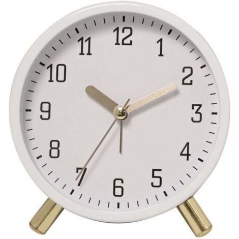 Backlit Analog Alarm Clock, 4.5 Inch, Silent, Non-Ticking, with Arabic Numerals (White) XXW (1/4)