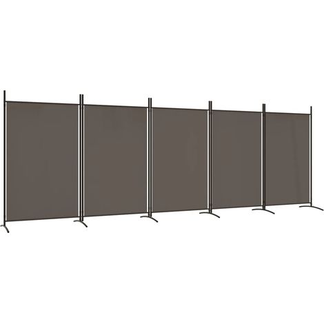 Séparateur de pièce cloison 5 panneaux 433 x 180 cm en tissu anthracite et fer DEC030933 (1/5)