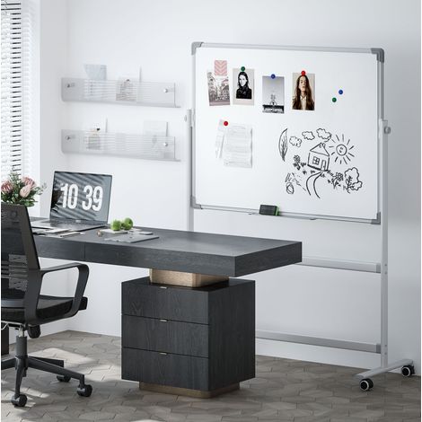 Lavagna magnetica bifacciale 120 x 90 cm in metallo bianco, mobile, per ufficio FloraGrace (1/5)
